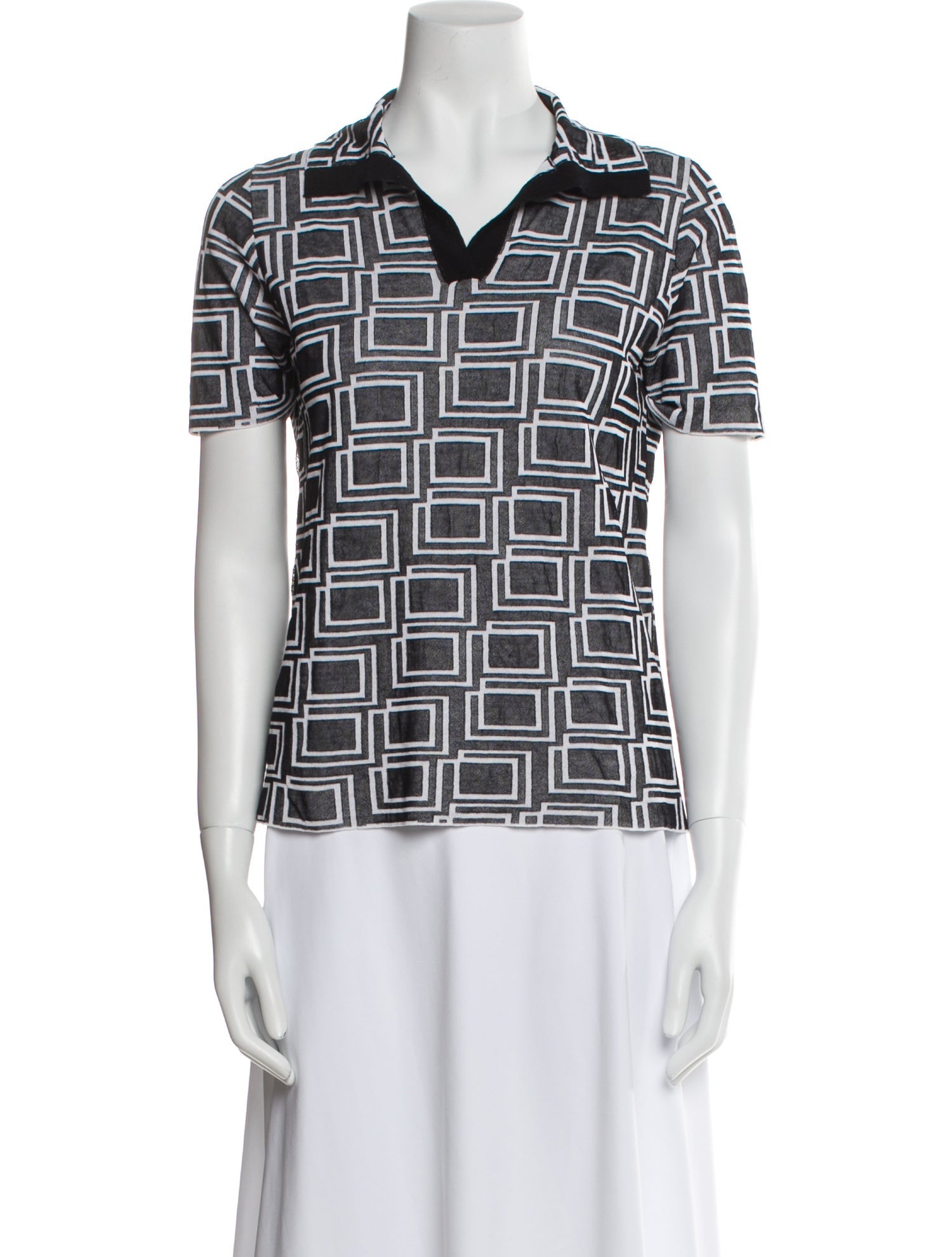 Cividini Printed Short Sleeve Button-Up Top