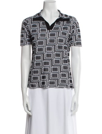 Cividini Printed Short Sleeve Button-Up Top