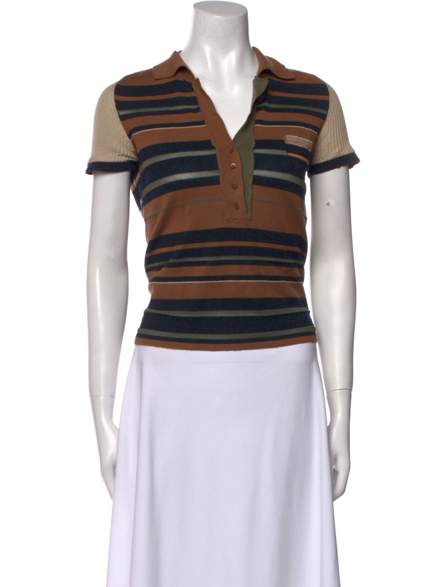 Cividini Striped V-Neck Polo