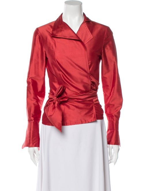 CH Carolina Herrera Silk Long Sleeve Blouse Red