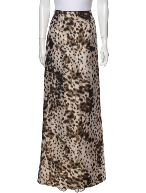 CH Carolina Herrera Animal Print Long Skirt Brown