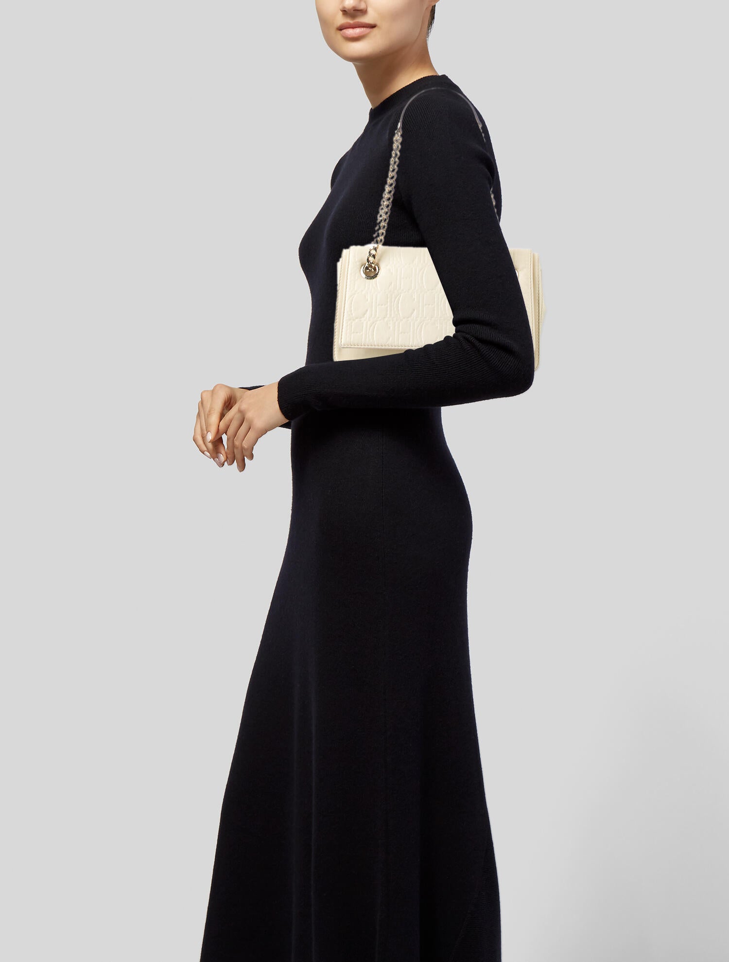 CH Carolina Herrera Leather Shoulder Bag - Neutrals Shoulder Bags