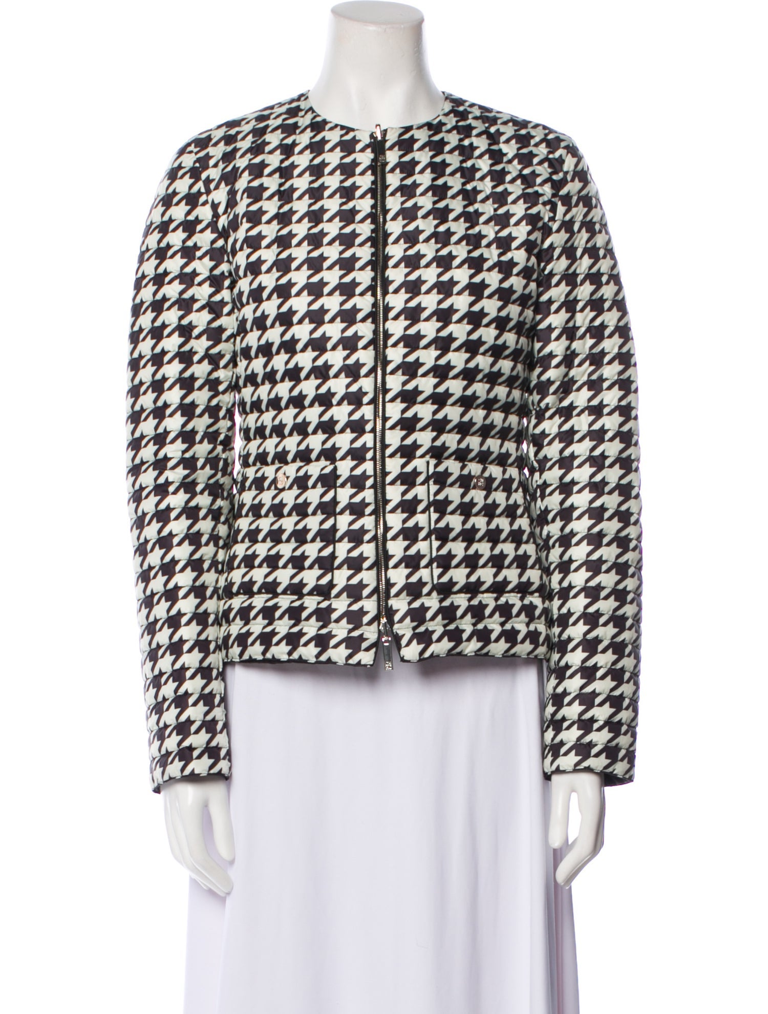 CH Carolina Herrera Houndstooth Print Down Jacket