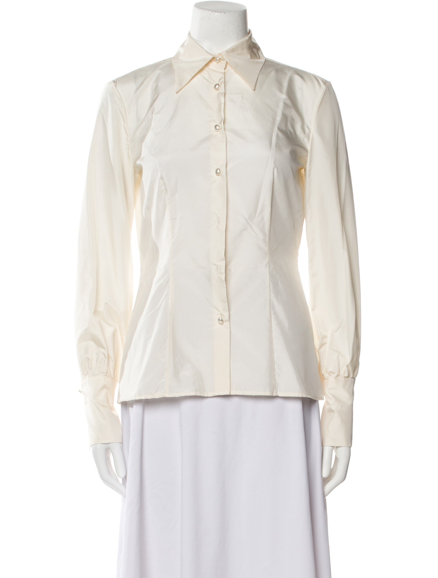 CH Carolina Herrera Silk Long Sleeve Button-Up Top