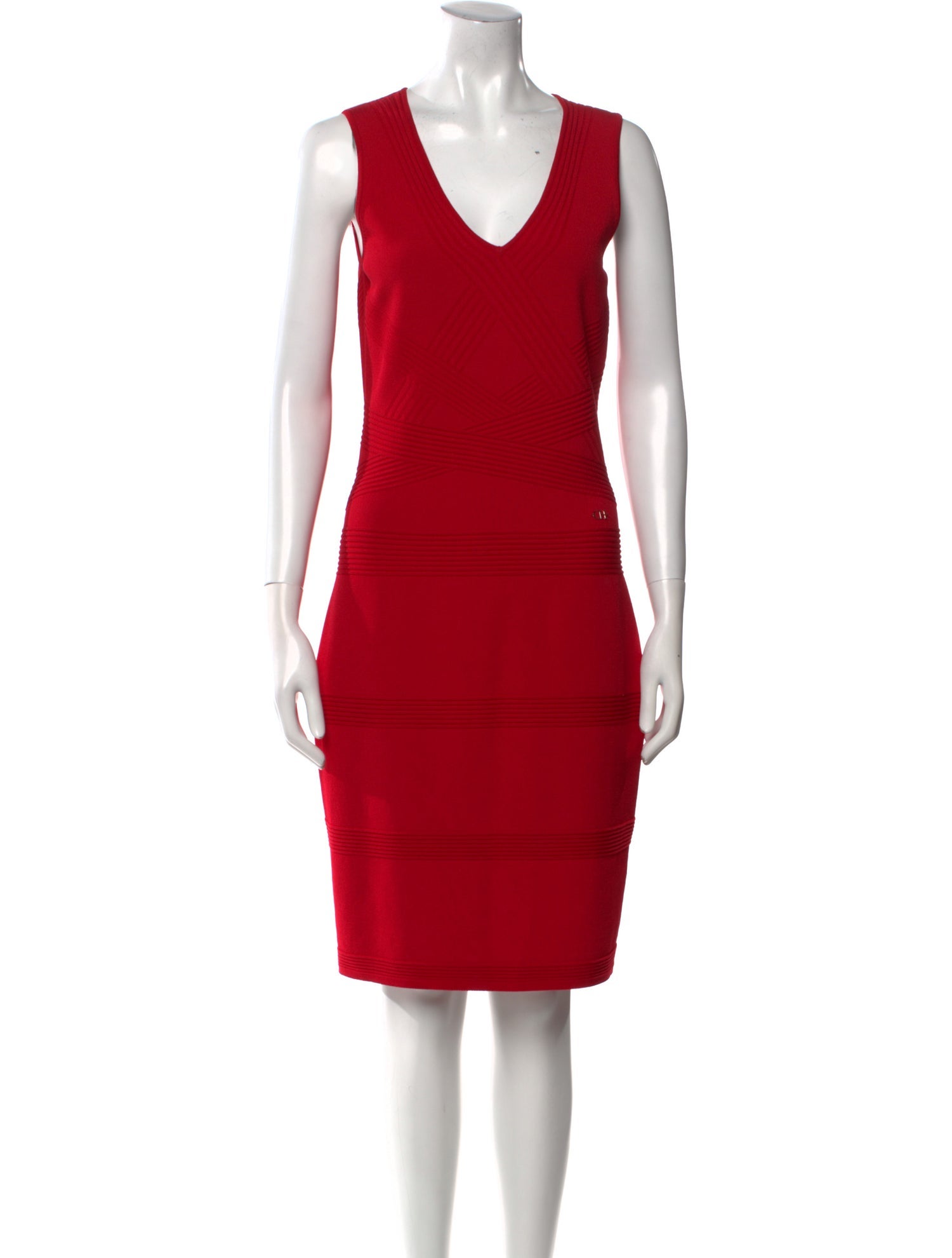 CH Carolina Herrera V-Neck Knee-Length Dress
