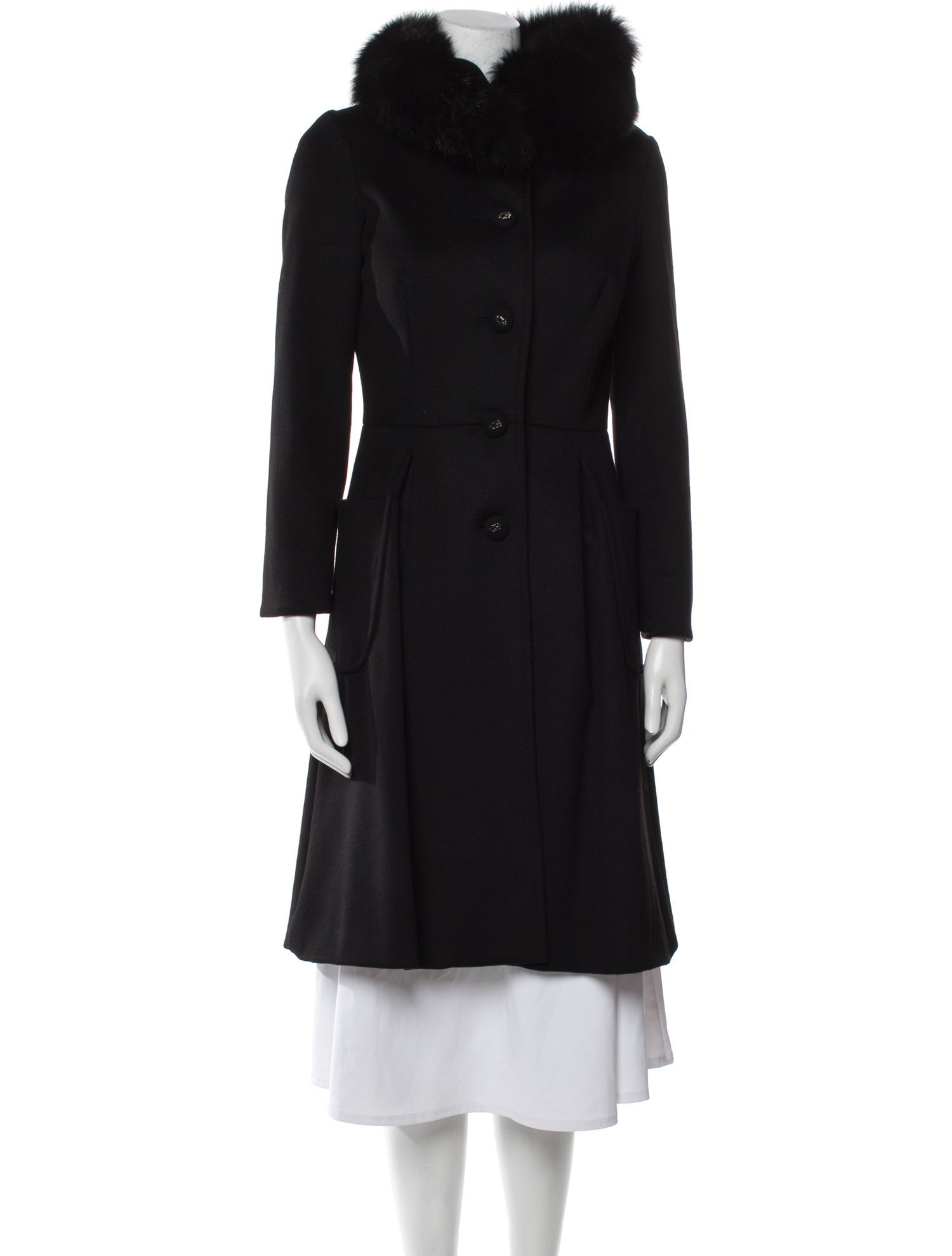 CH Carolina Herrera Wool Faux Fur Coat