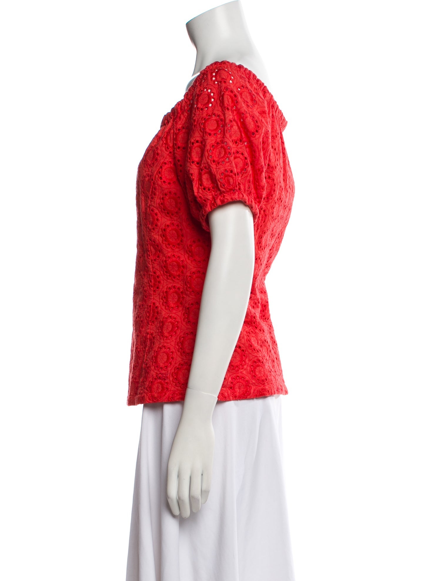 CH Carolina Herrera Lace Pattern Square Neckline Top