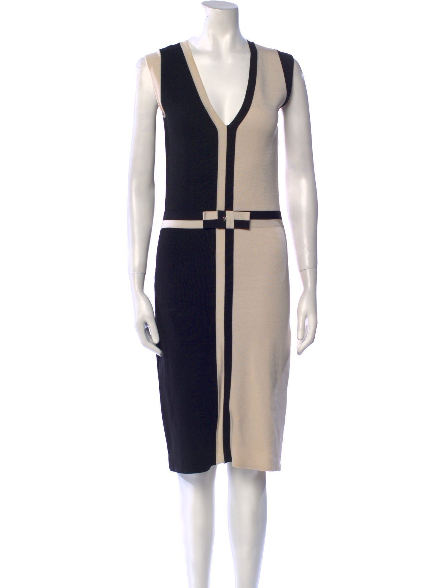 CH Carolina Herrera Colorblock Pattern Midi Length Dress