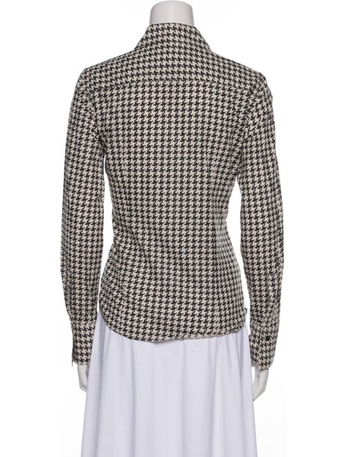 CH Carolina Herrera Houndstooth Print Long Sleeve Button-Up Top