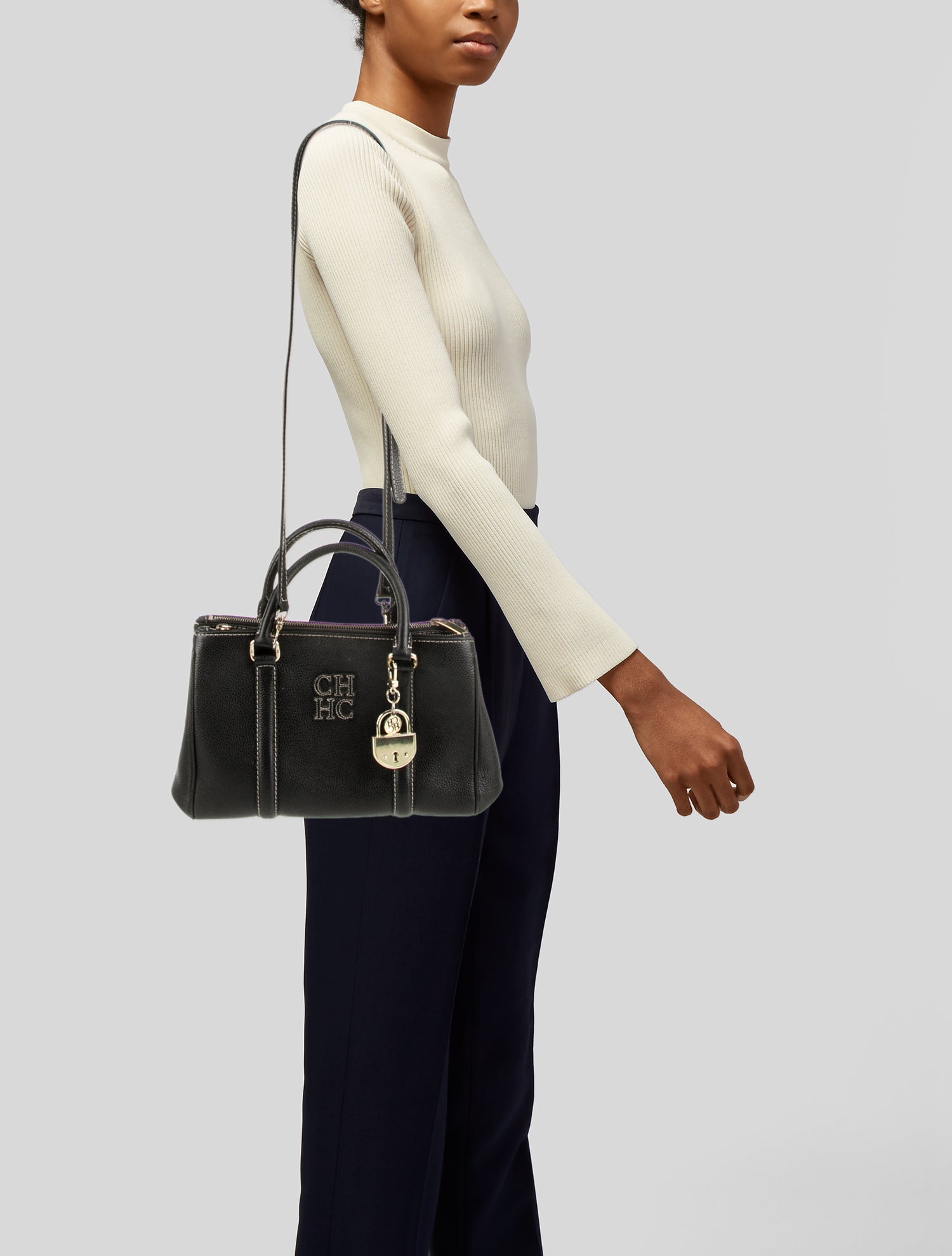 CH Carolina Herrera Leather Top Handle Bag
