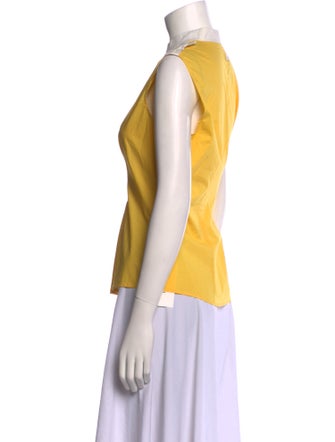 CH Carolina Herrera Mock Neck Sleeveless Button-Up Top