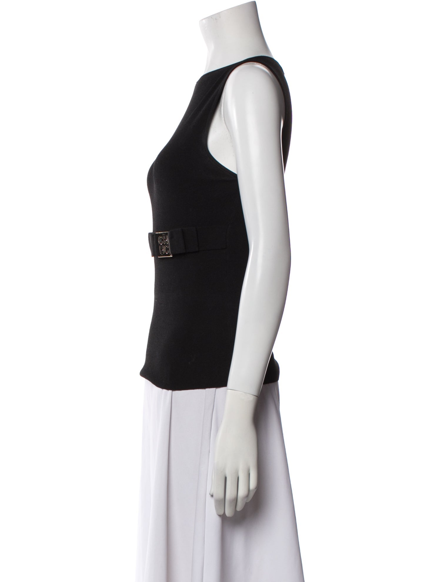 CH Carolina Herrera Bateau Neckline Sleeveless Top