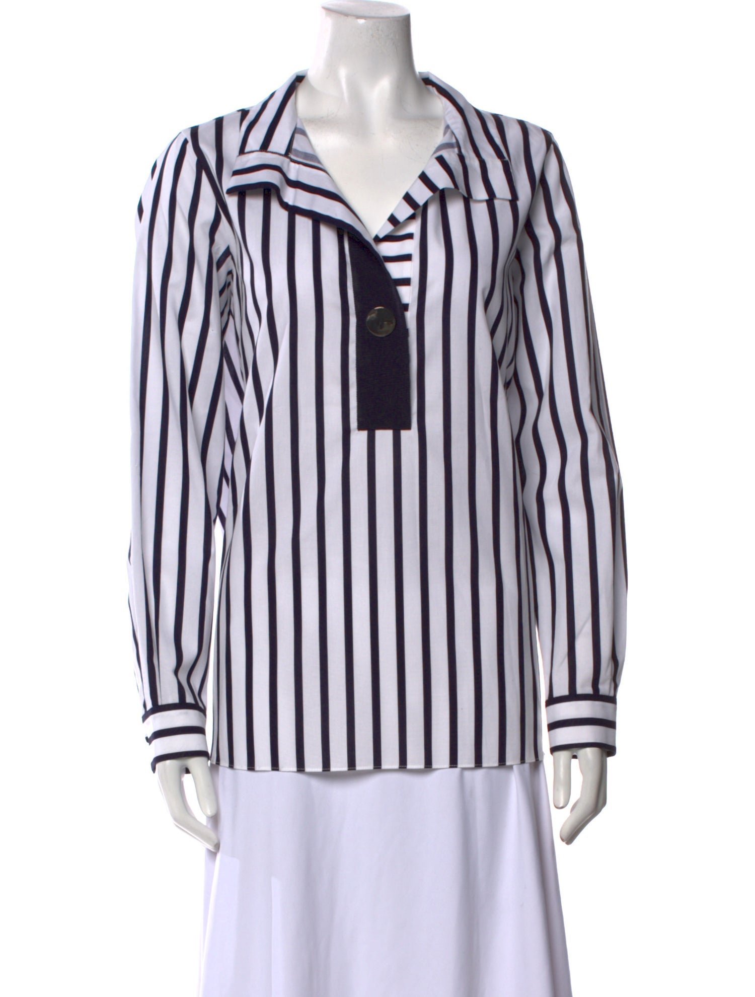 CH Carolina Herrera Striped V-Neck Blouse