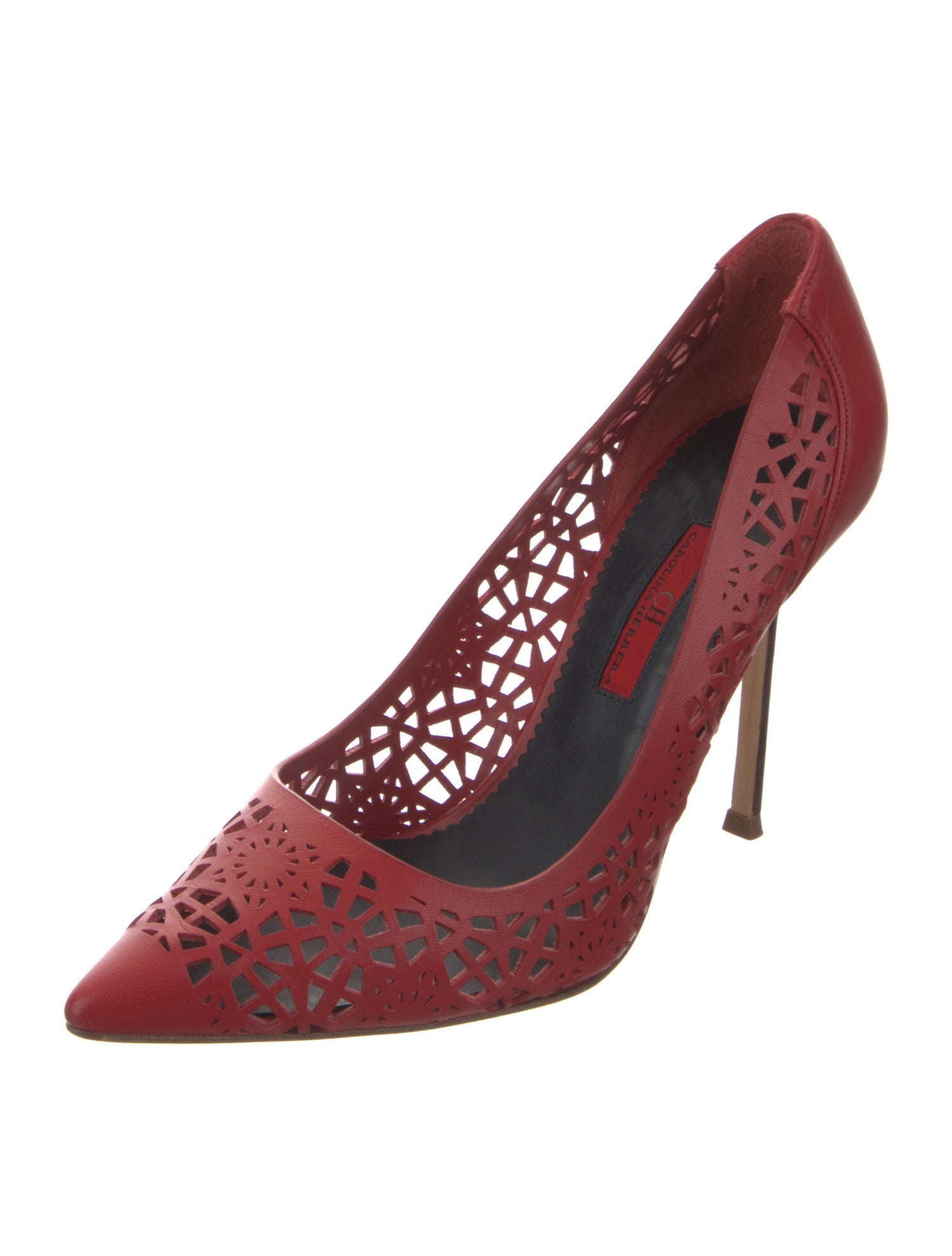 CH Carolina Herrera Leather Lasercut Accents Pumps