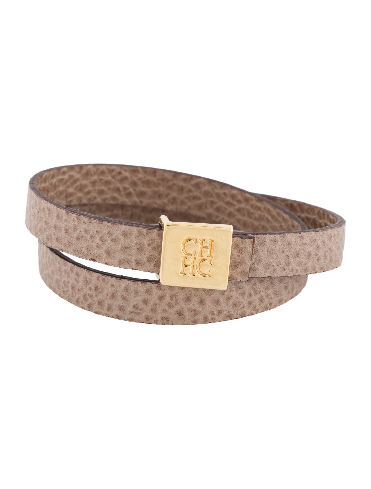 CH Carolina Herrera Leather Double Wrap Bracelet
