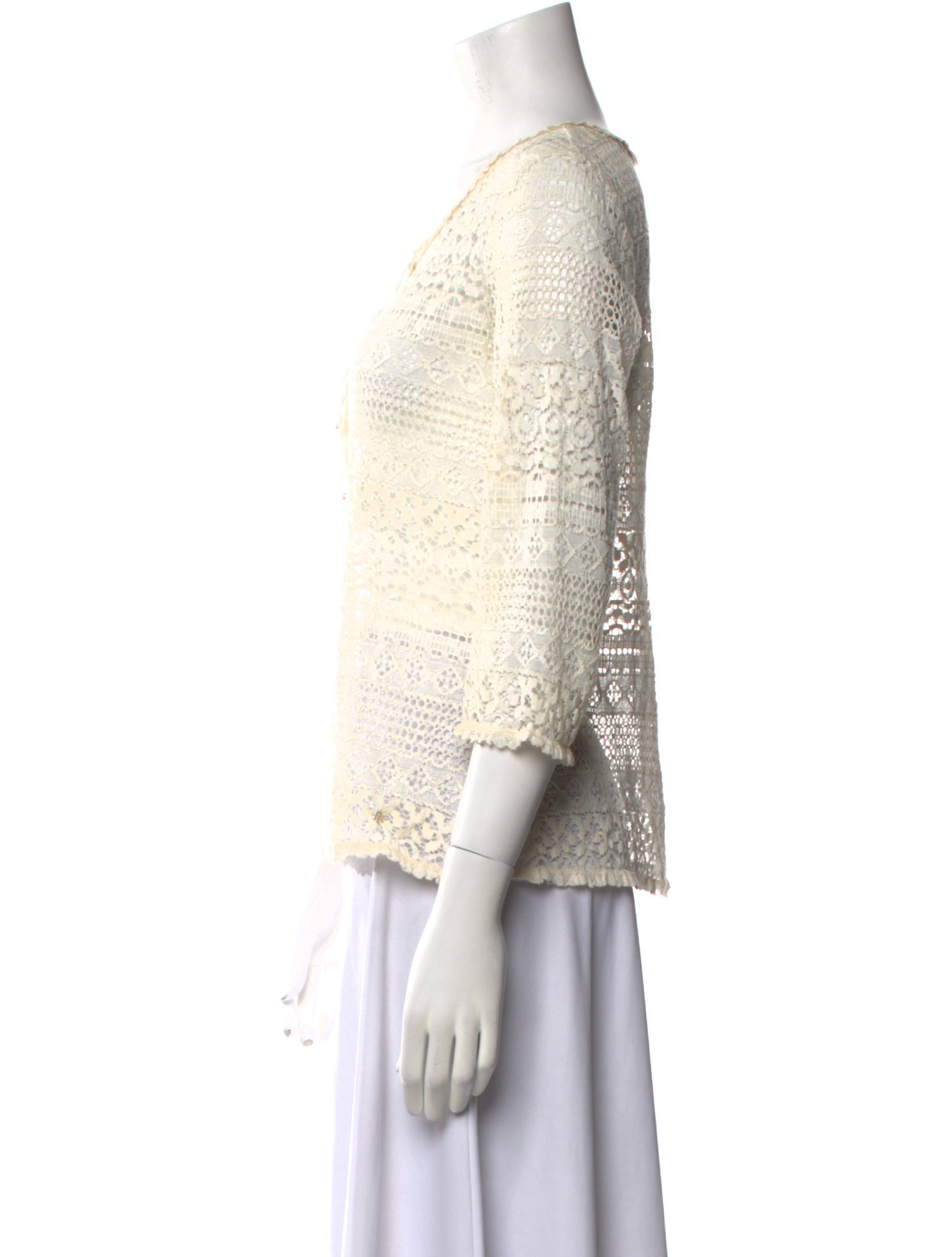 CH Carolina Herrera Lace Scoop Neck Top