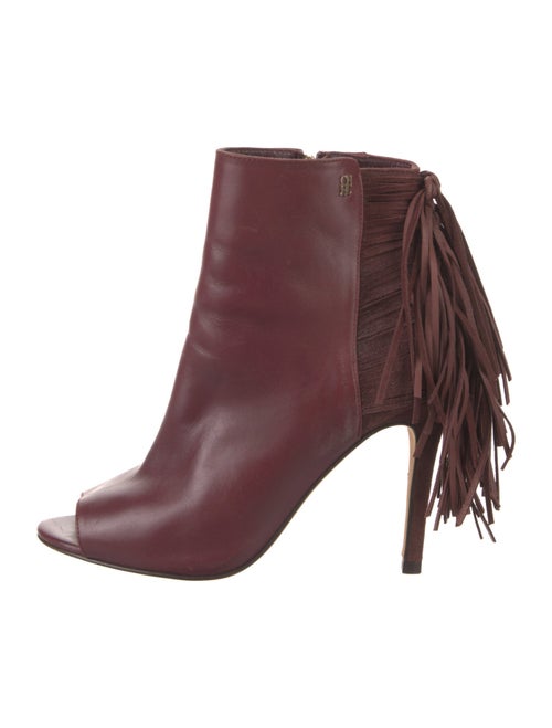 CH Carolina Herrera Leather Fringe Trim Accent Boots