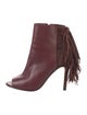CH Carolina Herrera Leather Fringe Trim Accent Boots