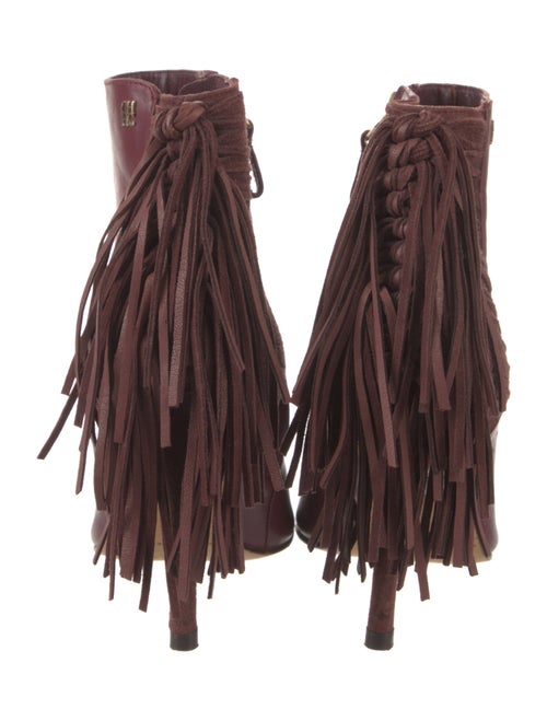 CH Carolina Herrera Leather Fringe Trim Accent Boots