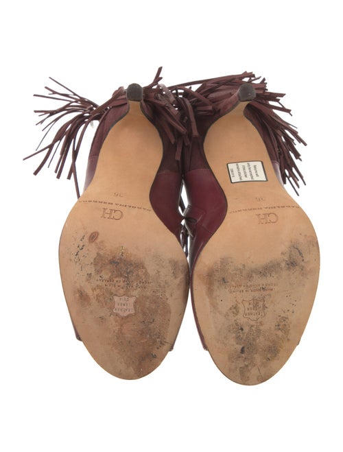 CH Carolina Herrera Leather Fringe Trim Accent Boots