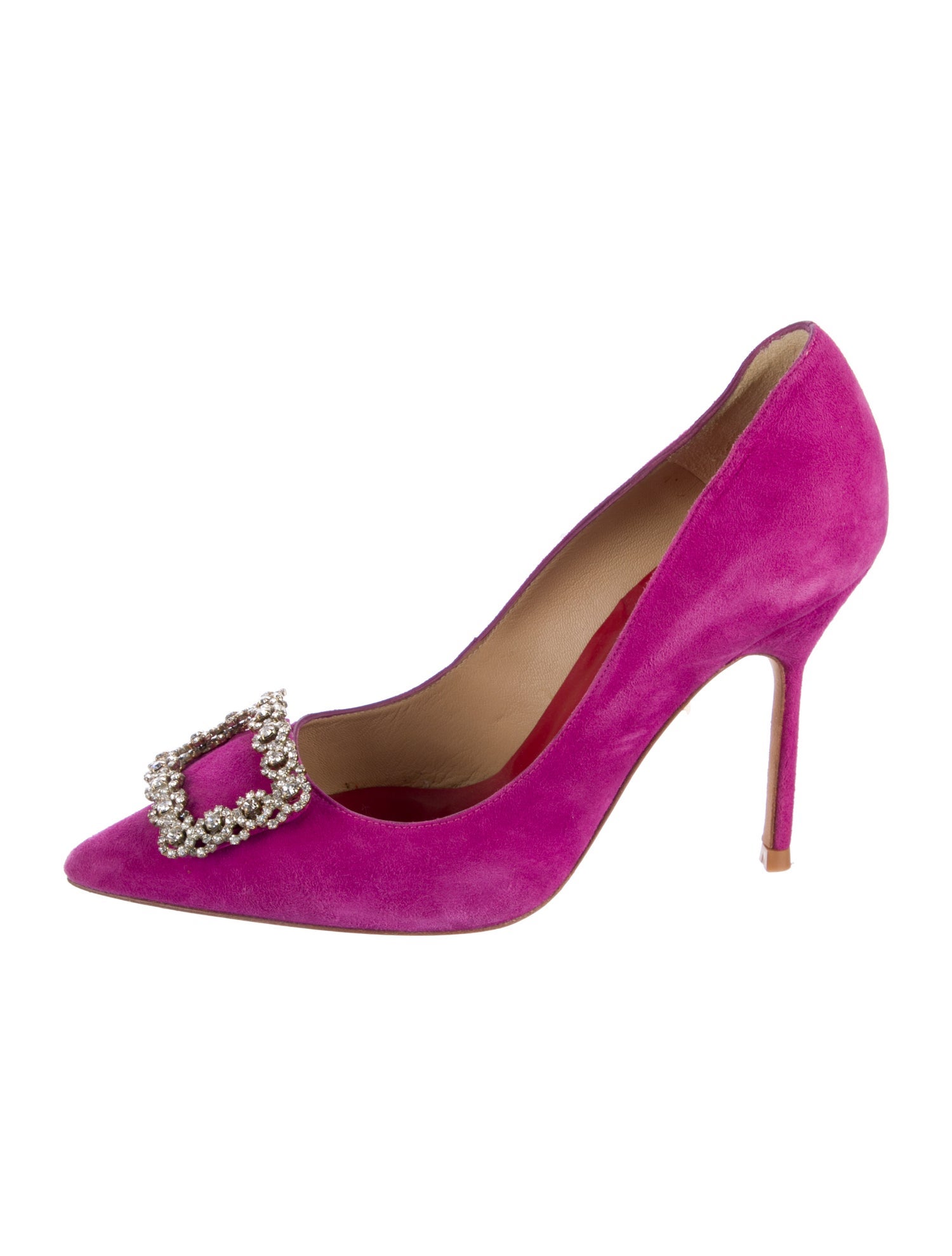 CH Carolina Herrera Suede Crystal Embellishments Pumps