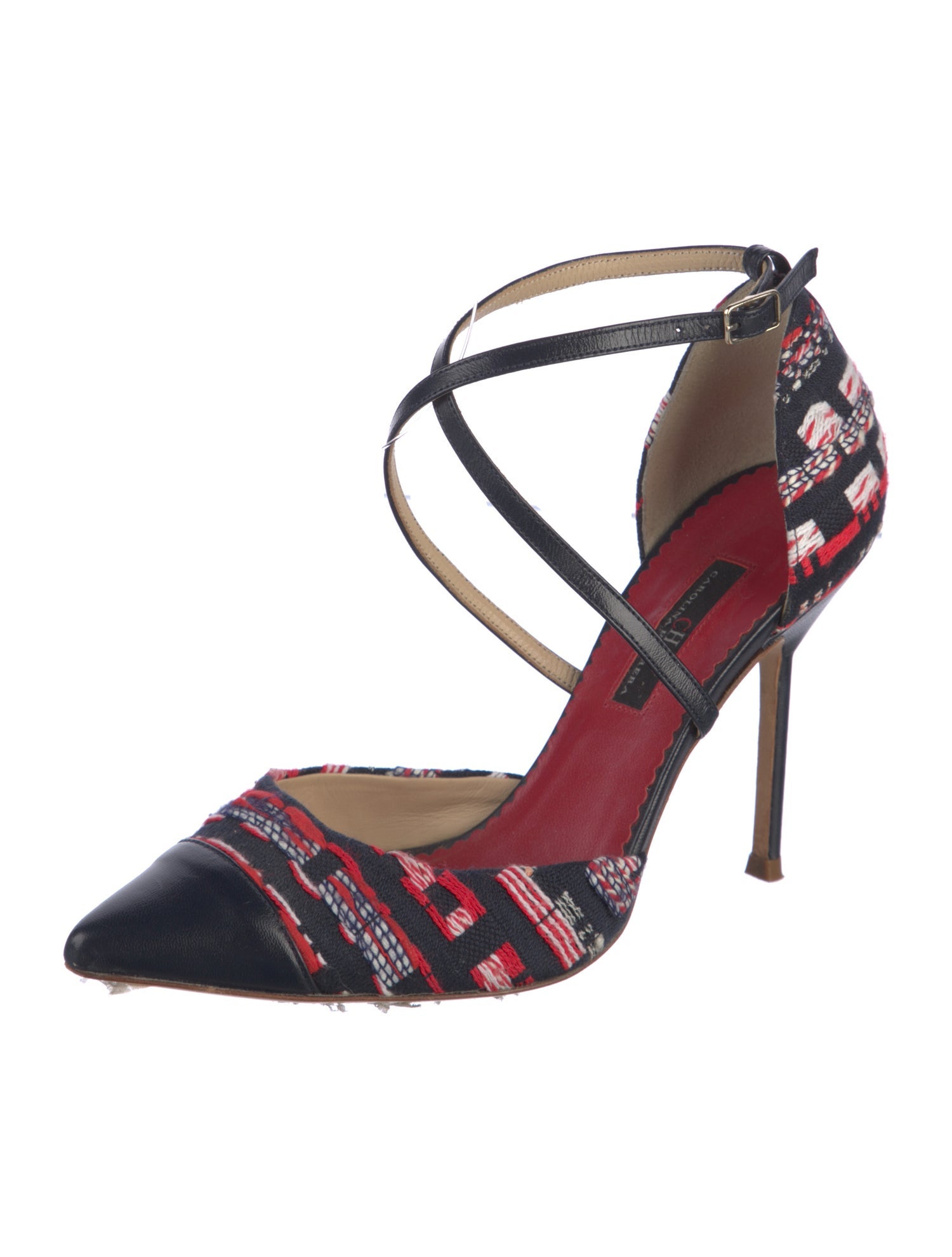 CH Carolina Herrera Leather Printed D'Orsay Pumps