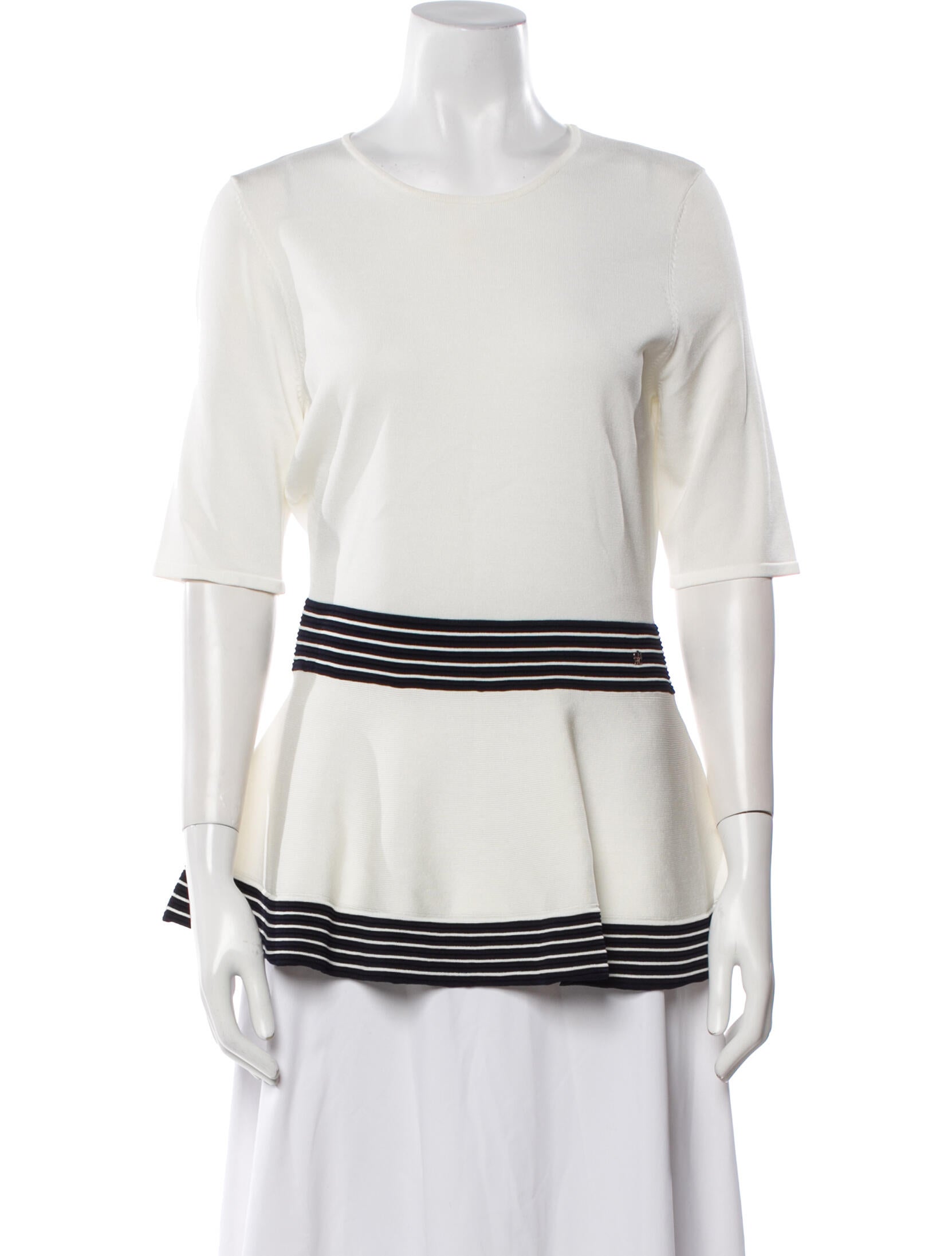 CH Carolina Herrera Crew Neck Three-Quarter Sleeve Top