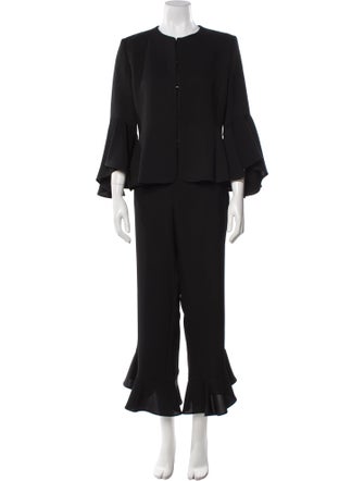 CH Carolina Herrera Ruffle Embellishment Pant Set