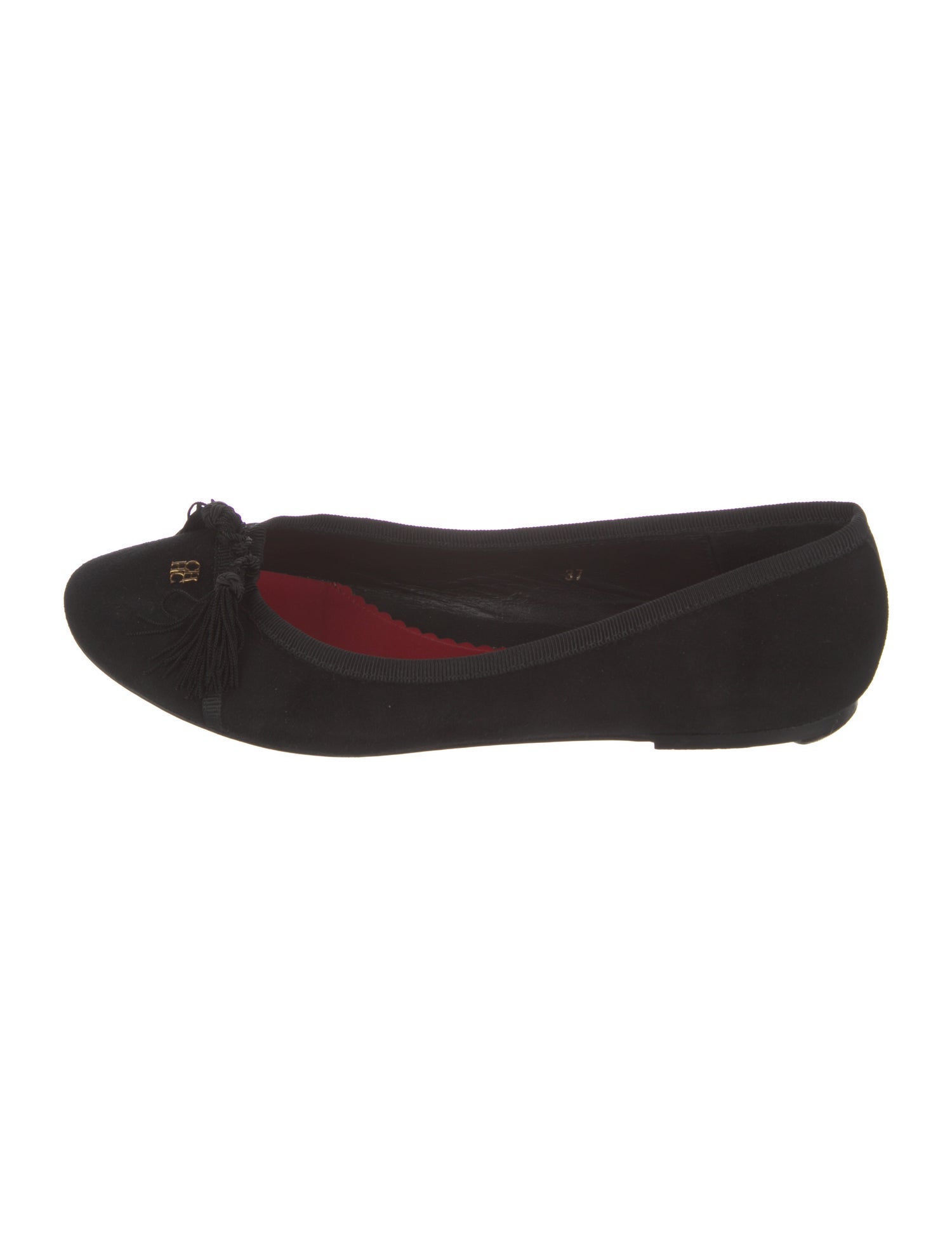 CH Carolina Herrera Suede Tassel Accents Ballet Flats
