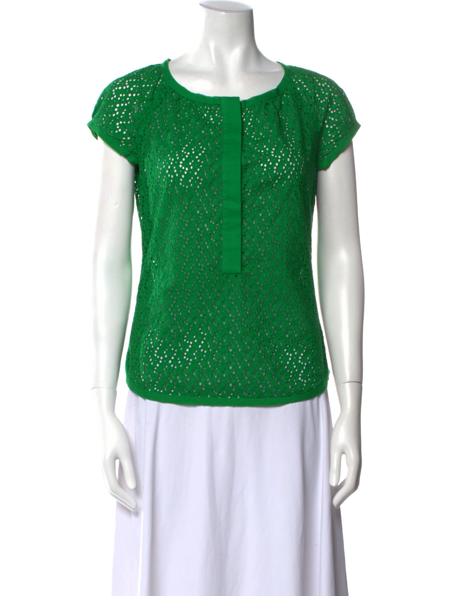 CH Carolina Herrera Scoop Neck Short Sleeve Top