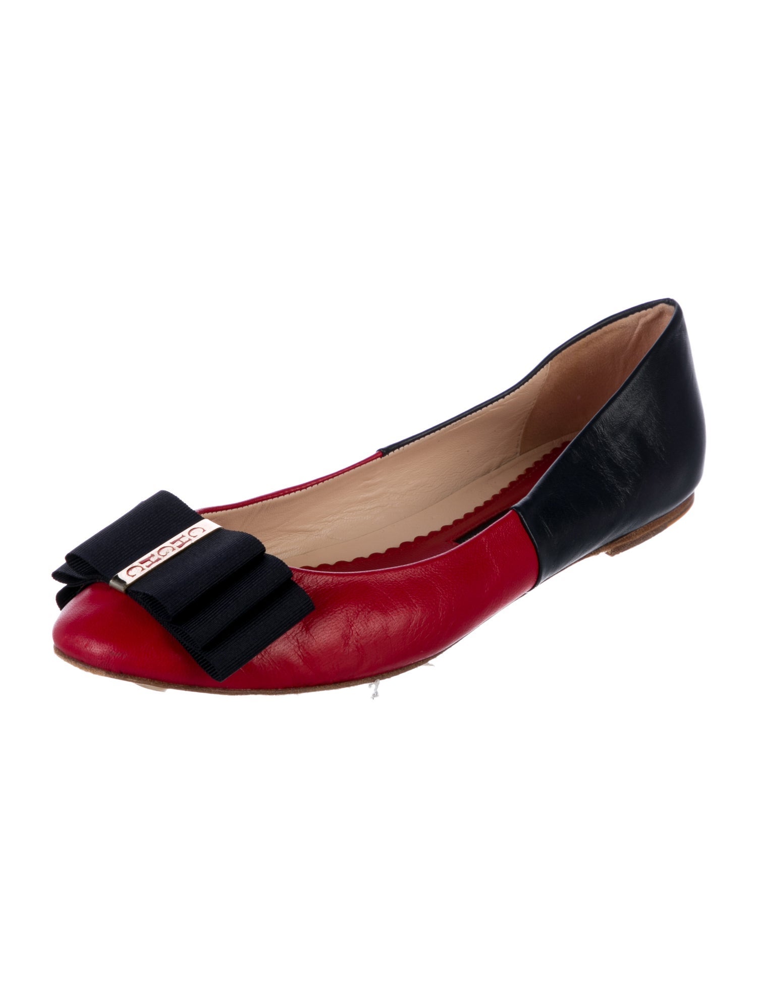 CH Carolina Herrera Leather Colorblock Pattern Ballet Flats