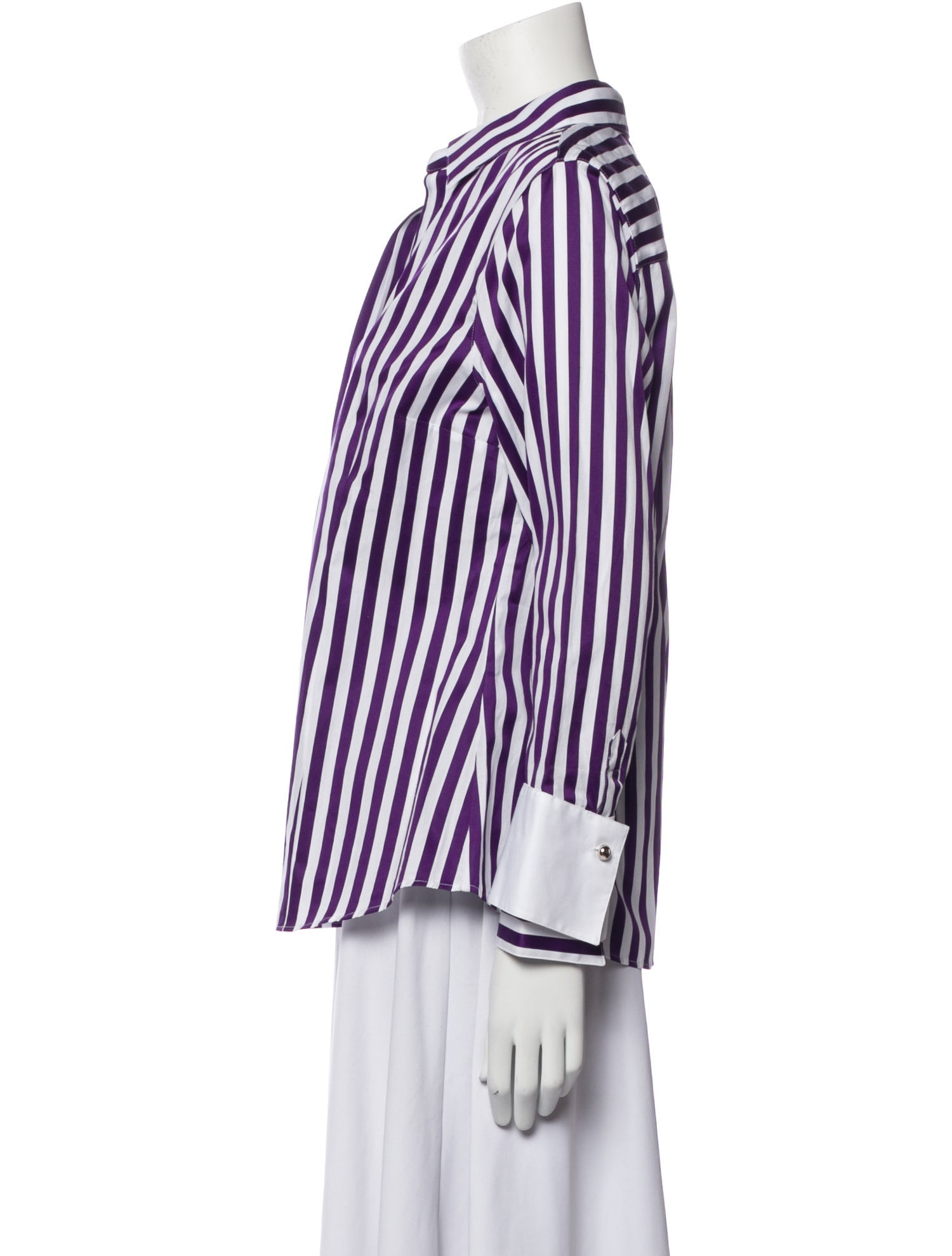 CH Carolina Herrera Striped Long Sleeve Button-Up Top