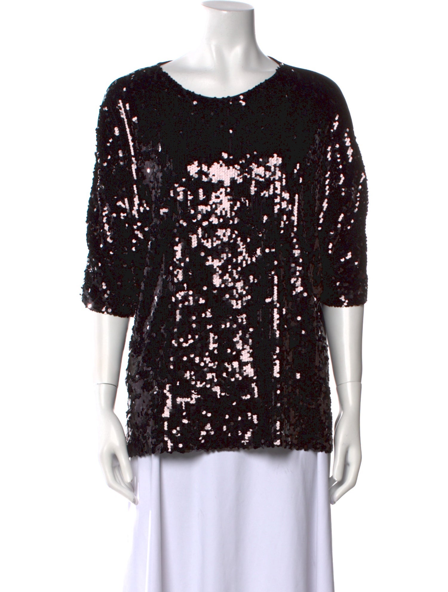 CH Carolina Herrera Scoop Neck Three-Quarter Sleeve T-Shirt