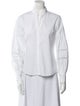 CH Carolina Herrera Mock Neck Three-Quarter Sleeve Button-Up Top