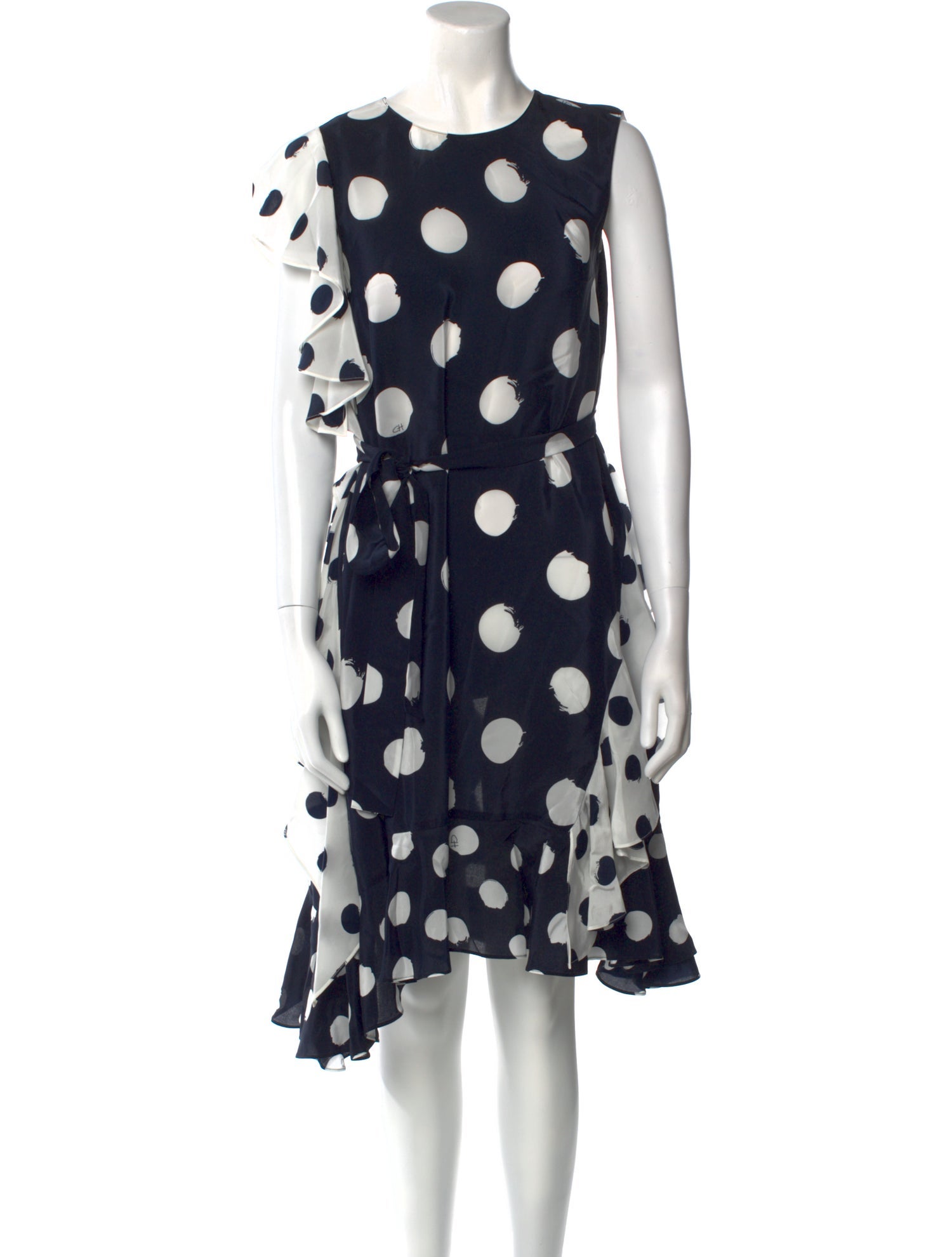 CH Carolina Herrera Polka Dot Print Midi Length Dress