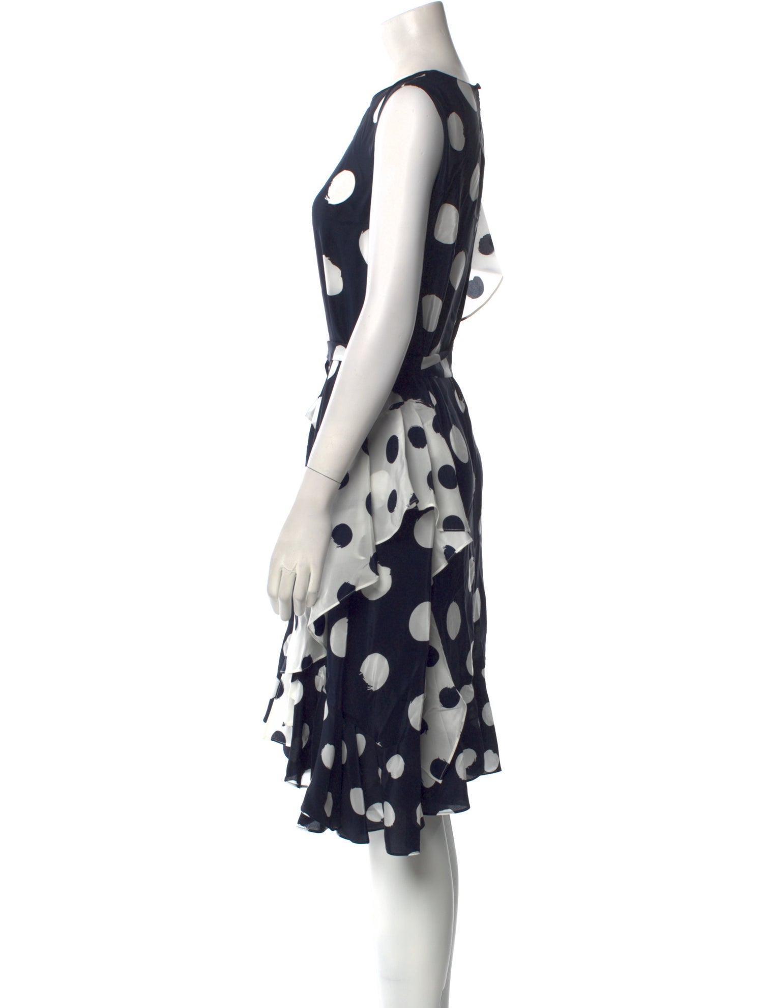 CH Carolina Herrera Polka Dot Print Midi Length Dress