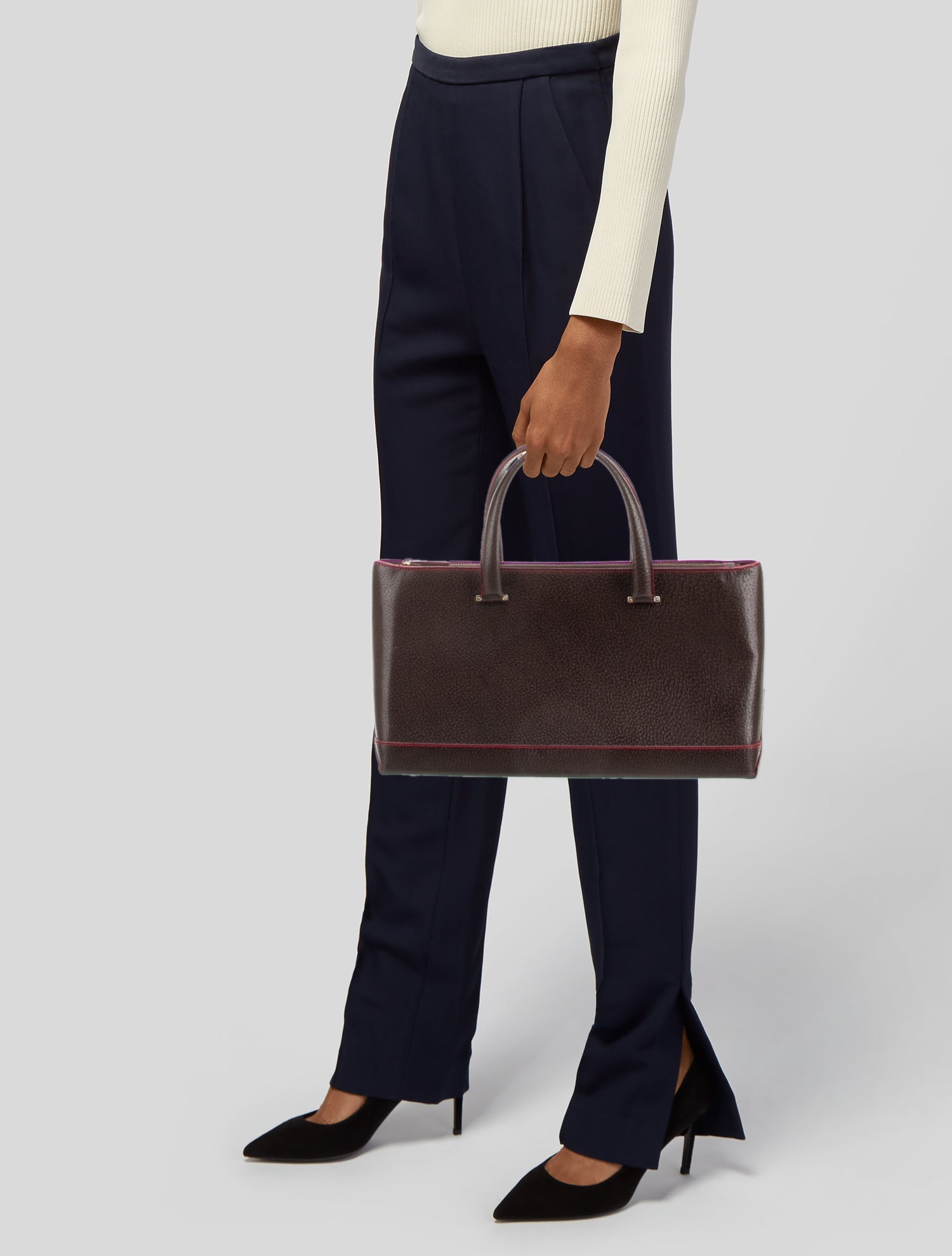 CH Carolina Herrera Leather Top Handle Bag