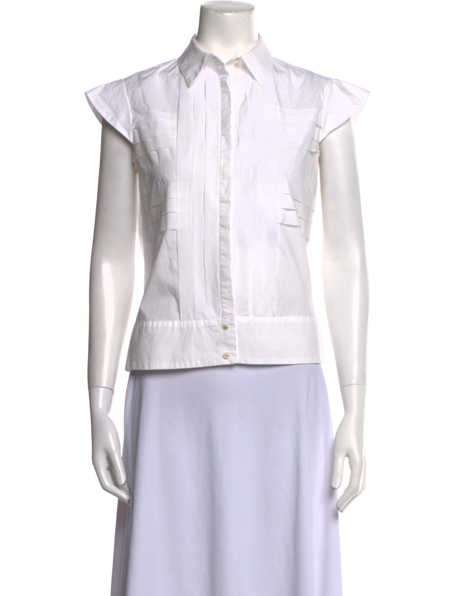 CH Carolina Herrera Short Sleeve Button-Up Top