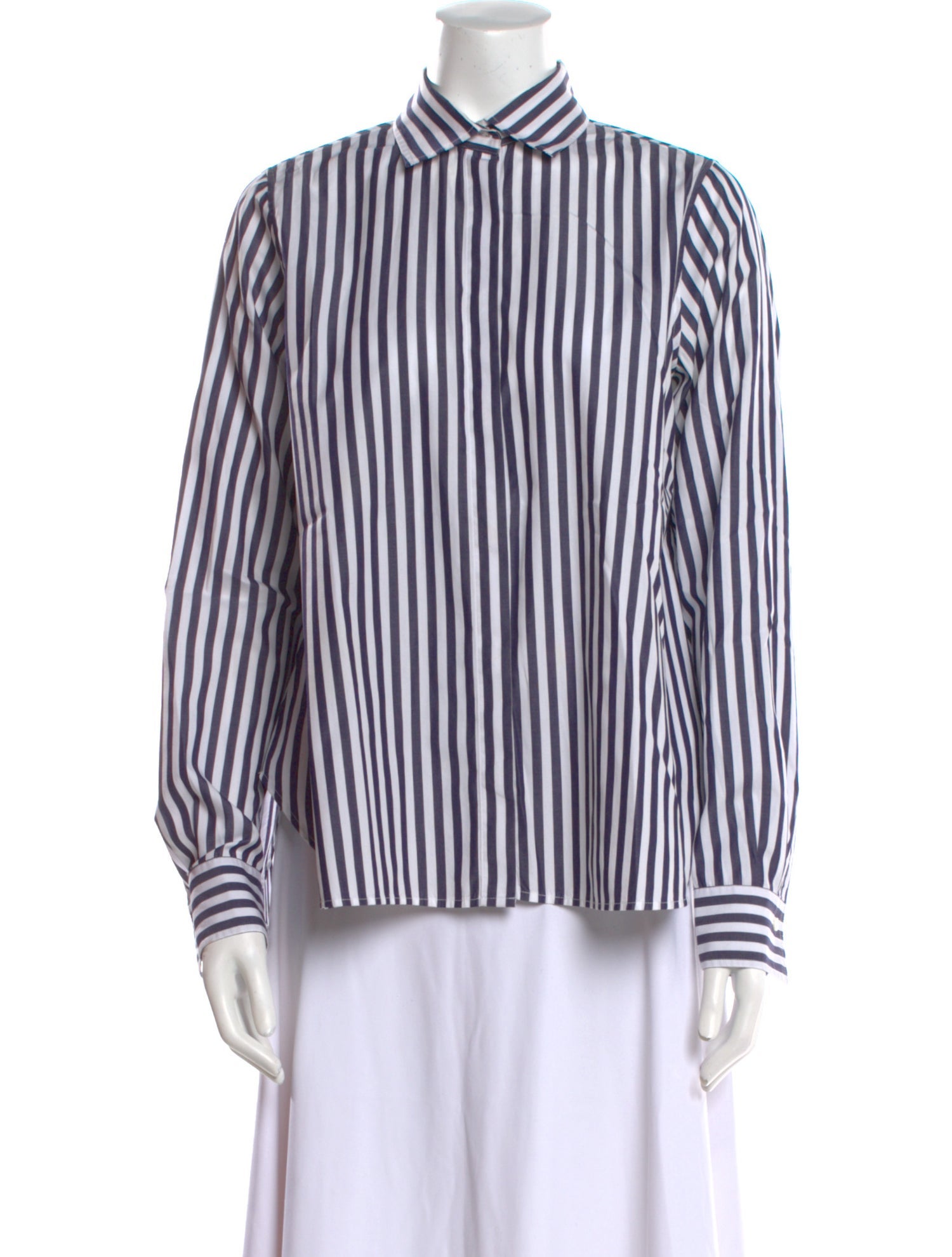 CH Carolina Herrera Striped Long Sleeve Button-Up Top