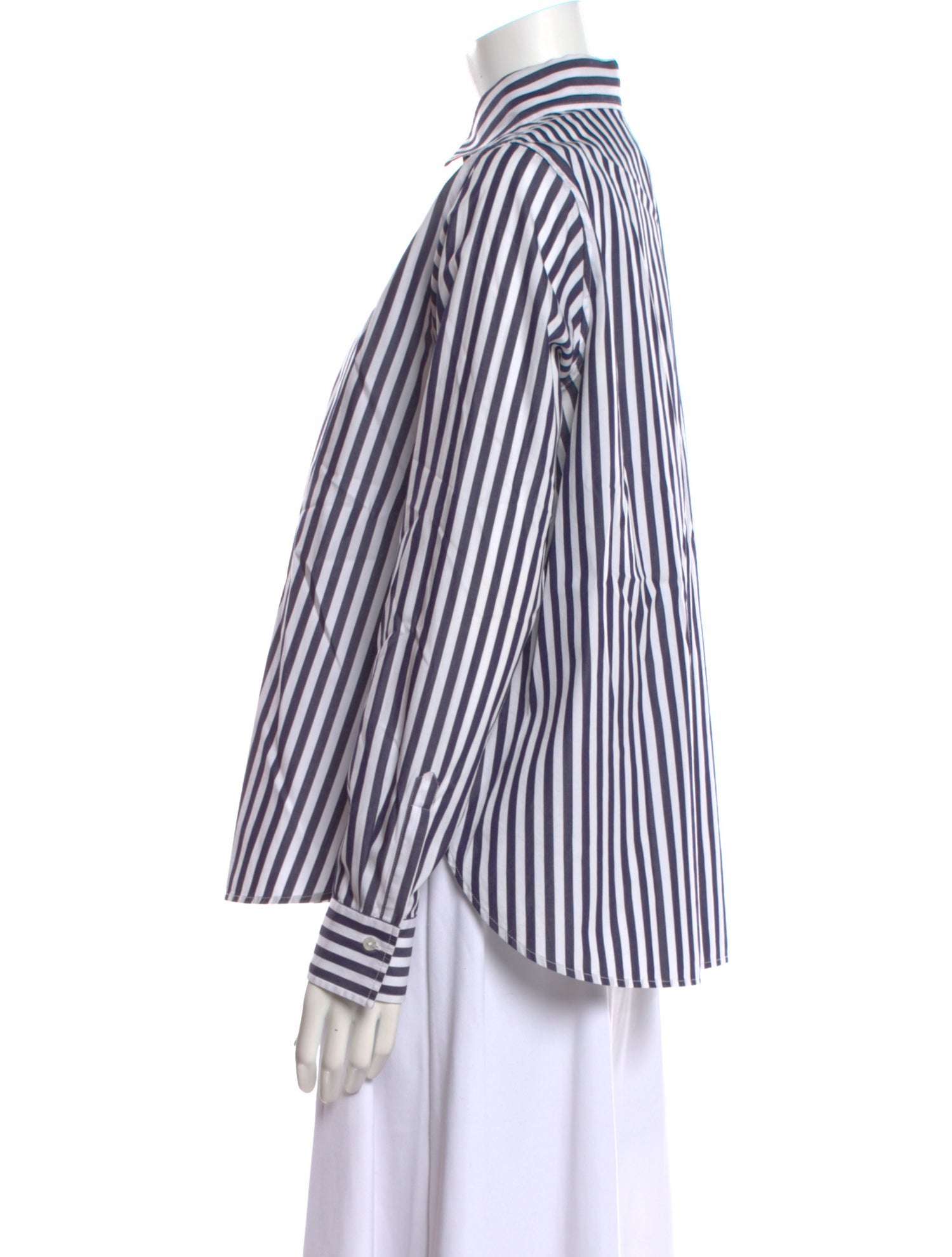 CH Carolina Herrera Striped Long Sleeve Button-Up Top