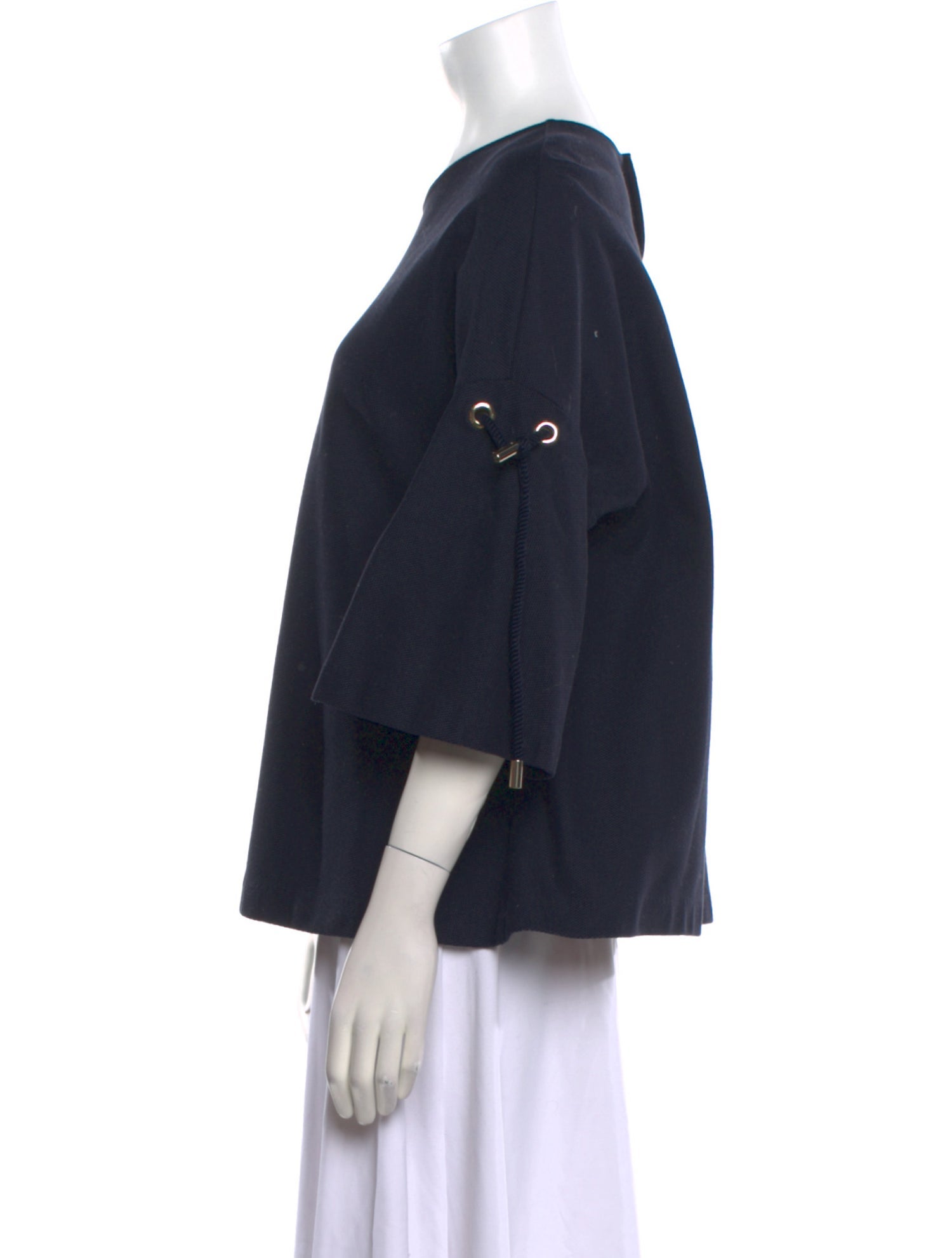 CH Carolina Herrera Bateau Neckline Three-Quarter Sleeve Blouse