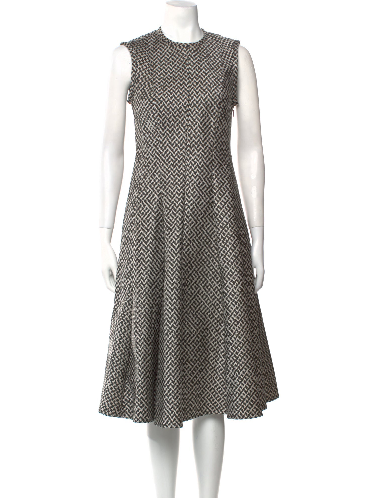 CH Carolina Herrera Houndstooth Print Midi Length Dress