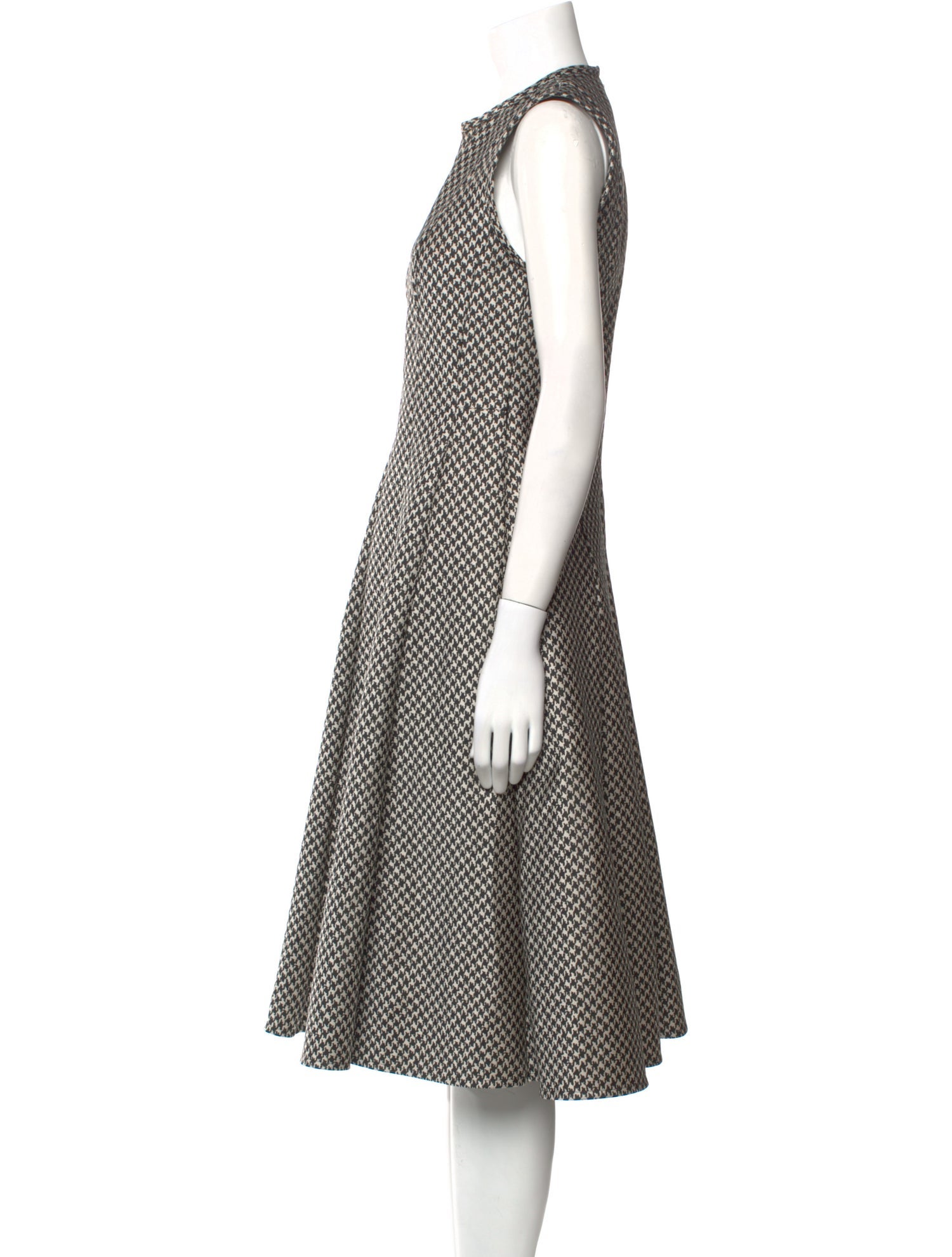 CH Carolina Herrera Houndstooth Print Midi Length Dress