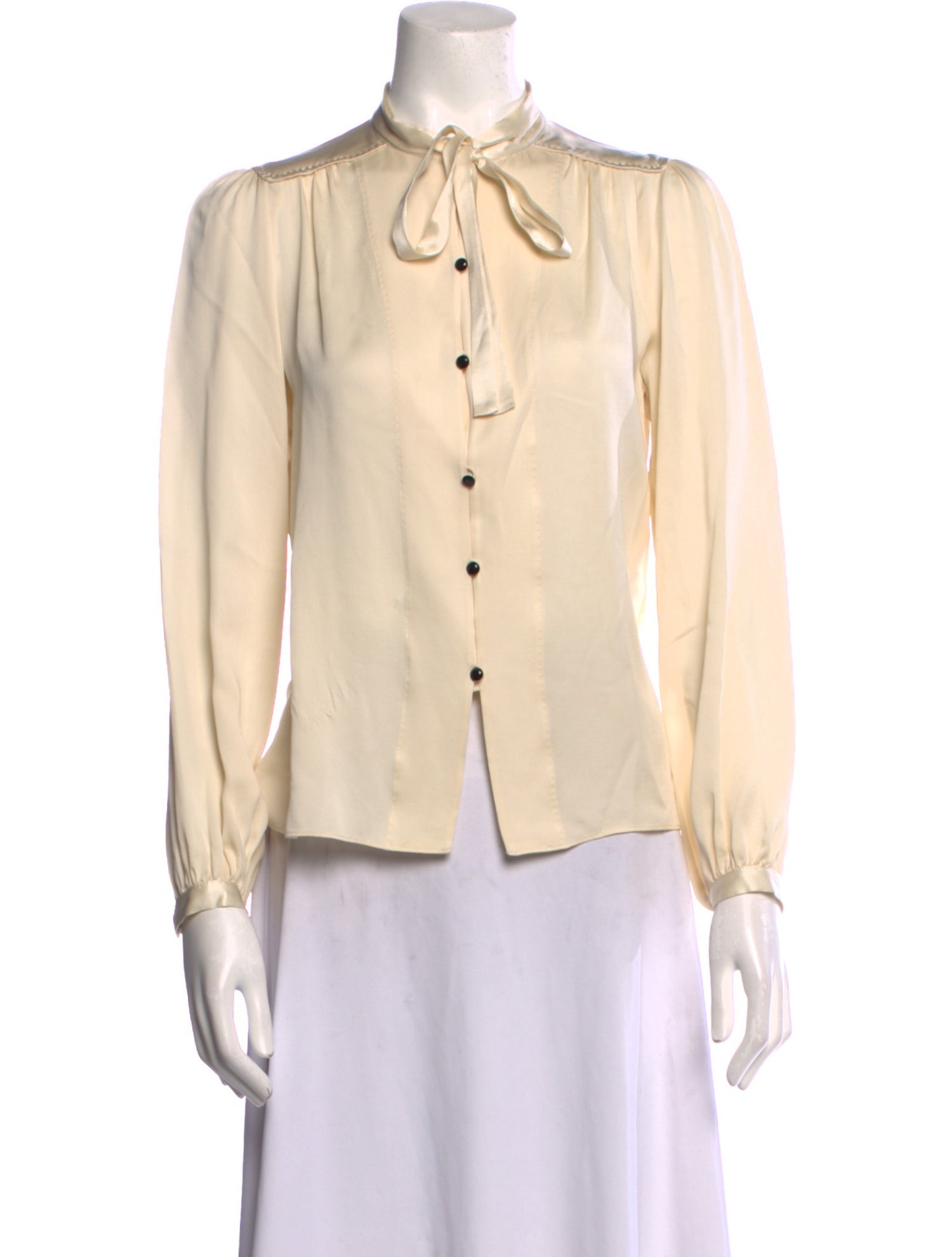 CH Carolina Herrera Silk Mock Neck Button-Up Top