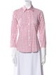 CH Carolina Herrera Houndstooth Print Three-Quarter Sleeve Button-Up Top