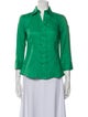 CH Carolina Herrera Linen Three-Quarter Sleeve Button-Up Top