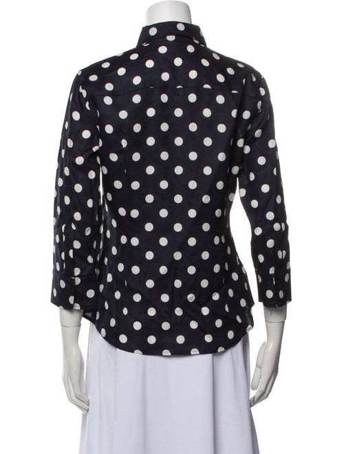 CH Carolina Herrera Linen Polka Dot Print Button-Up Top