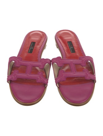 CH Carolina Herrera Leather Cutout Accent Slides