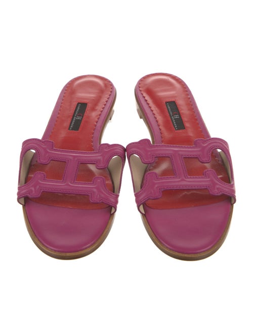 CH Carolina Herrera Leather Cutout Accent Slides