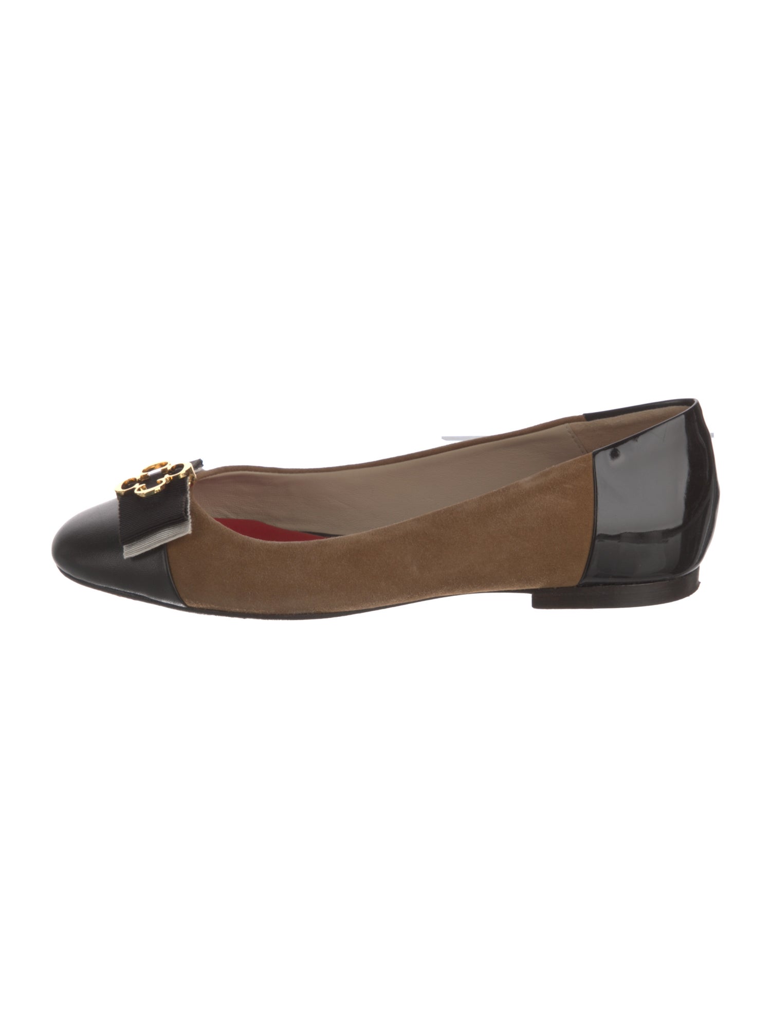 CH Carolina Herrera Suede Grosgrain Trim Ballet Flats